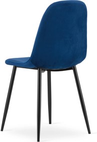 Étkezőszék PADVA VELVET fekete lábakkal, kék