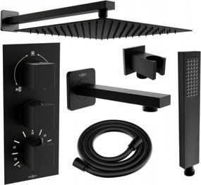 Mexen Cube DR02 beépített kád- és zuhanyszett esőztetővel, 30 cm, fekete - 77503DR0230-70