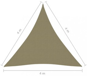 bézs háromszög alakú oxford-szövet napvitorla 4 x 4 x 4 m