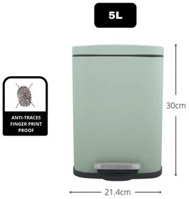 Mentazöld acél pedálos szemetes 5 l Akira – Spirella