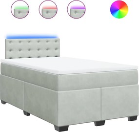 vidaXL világosszürke bársony rugós ágy matraccal 120 x 190 cm