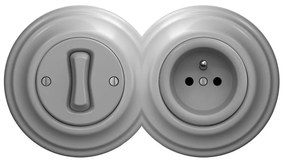 Kliklap - Retro 1-es egypólusú kapcsoló és 230 V-os aljzat kerettel, szürke