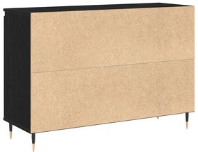 Oldalszekrény Ajtókkal és Fiókokkal Fekete Tölgy 101,5x35x70 cm