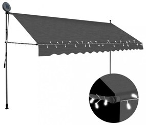 antracitszürke kézzel kihúzható LED-es napellenző 350 cm