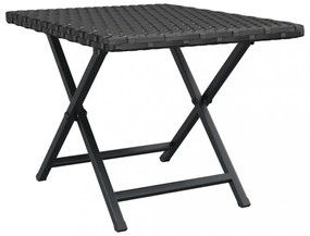 fekete összecsukható polyrattan asztal 45 x 35 x 32 cm