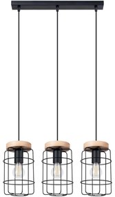 Sollux SL.1264 - Csillár zsinóron GOTTO 3xE27/15W/230V fekete