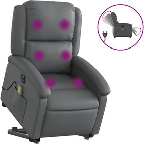 vidaXL elektromos szürke műbőr felállást segítő dönthető masszázsfotel