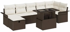 vidaXL Kerti Kanapé Szett párnával tárolóval 8 pcs Barna Poli rattan