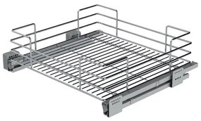 Konyhai fémrács, 450mm, 220mm magas fiók,ezüst szürke, teljes kihúzás, csillapított záródás, 30kg teherbírás, SIGE Green Line 119