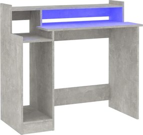 vidaXL betonszürke szerelt fa íróasztal LED-ekkel 97 x 45 x 90 cm