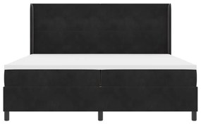 Boxspring Ágy Matrac és LED Fekete 200x200 cm Bársony