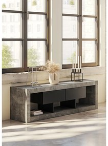 Fekete-szürke TV-állvány beton dekorral 175x52 cm Nara – TemaHome