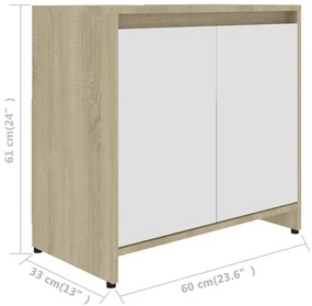 magasfényű fehér szerelt fa fürdőszobaszekrény 60 x 33 x 61 cm
