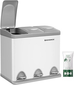 SORT szelektív hulladékgyűjtő, 24l (3x8l), szürke/fehér SongmicsHome
