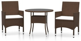 3 részes barna polyrattan kerti étkezőgarnitúra