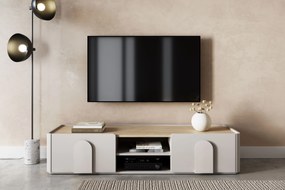 Amilio TV szekrény 170 cm fiókkal - kasmír / olajozott tölgy / kasmír fogantyúk