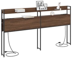 Fejtámla LED -es lámpákkal polcokkal barna tölgy 200 cm Faanyag