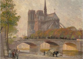 Üveg kép - Robert William Vonnoh, Notre Dame de Paris, reprodukciók (70x50 cm)