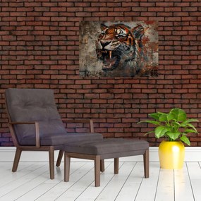 Üveg kép - Téglatigris (70x50 cm)