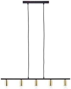 Brilliant - KERRY kábeles csillár 5xE27/40W/230V fekete/sárgaréz
