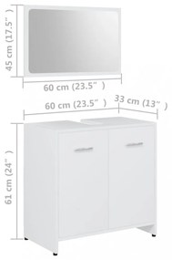 4 részes fehér szerelt fa fürdőszobai bútorszett