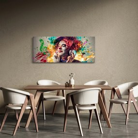 Kép - Női művész fejhallgatóval (120x50 cm)