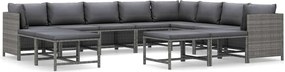 vidaXL 12 részes szürke polyrattan kerti ülőgarnitúra párnákkal
