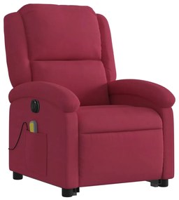 elektromos felállást segítő bordó bársony masszázsfotel