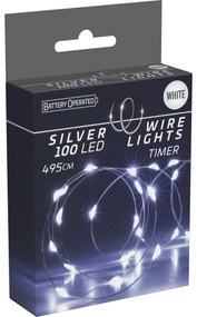 Silver lights fényfüzér időzítővel 100 LED, hidegfehér, 495 cm, 495 cm