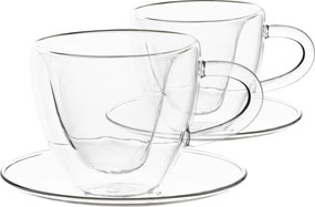 Thermo Heart csésze pohár csészealjakkal, 2db, szív alakú, 150ml, HOTCOOL TYP 5