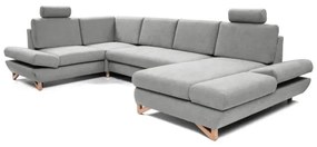 AVESTA kárpitozott U-alakú sarok ülőgarnitúra, ággyá nyitható, tárolóval, szürke