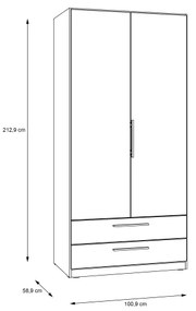 MARO gardróbszekrény 100x213 cm, artisan tölgy