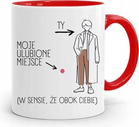 Piros Bögre Fiúnak Kedvenc Helyem fényképes nyomtatással