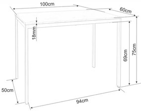 Étkezőgarnitúra 1 + 4, fekete asztal RAMOD 100x60 cm márvány dekor + zöld TURIN szék fekete lábakkal