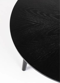 Fekete kerek dohányzóasztal tölgyfa dekorral ø 80 cm Fabio – White Label