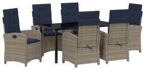 vidaXL Kert étkező szett párnával 7 pcs Szürke polirattan