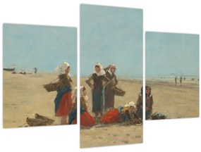 Kép - Eugène Boudin, Women on the Beach at Berck, reprodukciók (90x60 cm)