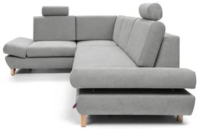 AVESTA ággyá nyitható balos L-alakú kárpitozott sarokkanapé tárolóhellyel, szürke