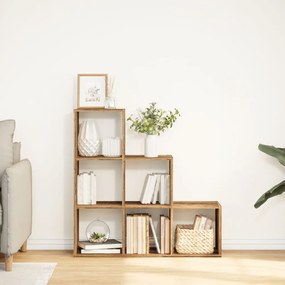 3 szintes antik fa színű fa elválasztó könyvespolc 99x29x99 cm