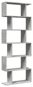 6 szintes betonszürke fa térelválasztó könyvespolc 70x24x193 cm
