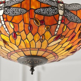 Endon klasszikus tiffany függeszték dragonfly flame sötétbarna sokszínű end64076