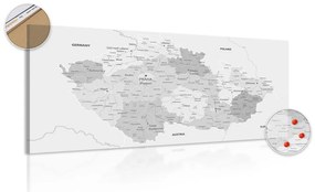 Obraz na korku elegantná šedá mapa Česka