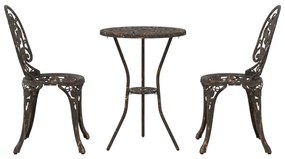 3 részes Kerti Bistro Készlet Bronz Öntött Alumínium