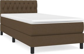 vidaXL sötétbarna szövet rugós ágy matraccal 90 x 200 cm