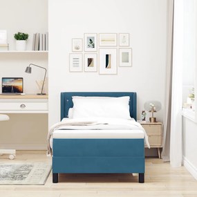 Boxspring Ágy Matrac nélkül Sötétkék 90x190 cm Bársony