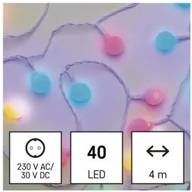 LED fényfüzér, cseresznye – golyók 2,5 cm, 4 m, kültéri és beltéri, többszínű, időzítő