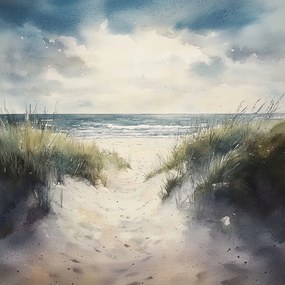 Vászonkép Canvas Tájkép Tengerpart Hullámok Ösvény Séta Kilátás 40x40