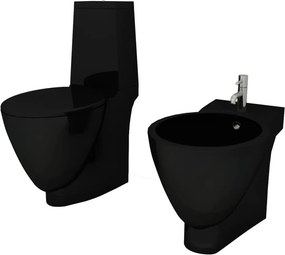 vidaXL Fekete kerámia WC és bidé szett