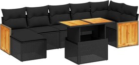 vidaXL 8 részes fekete polyrattan kerti ülőgarnitúra párnákkal