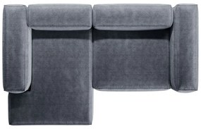 Szürkéskék kordbársony sarokkanapé (bal oldali-heverő résszel) Bergano – Cosmopolitan Design